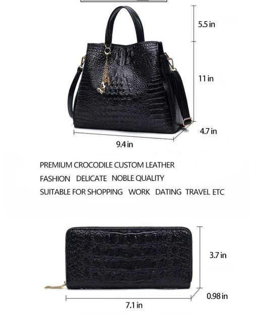 MCD Crocodile Leather Handbag With Free Matching Wallet - Image 11