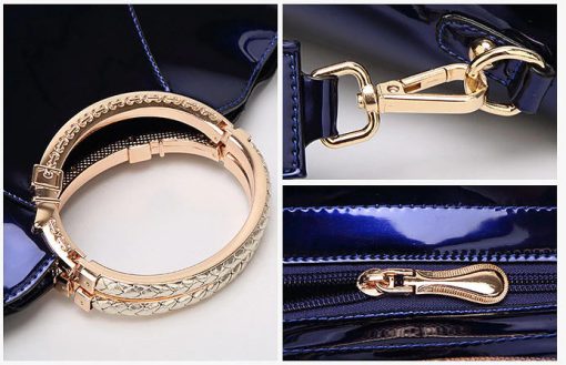 MCD Bright Lacquered Platinum Leather Bag - Image 8