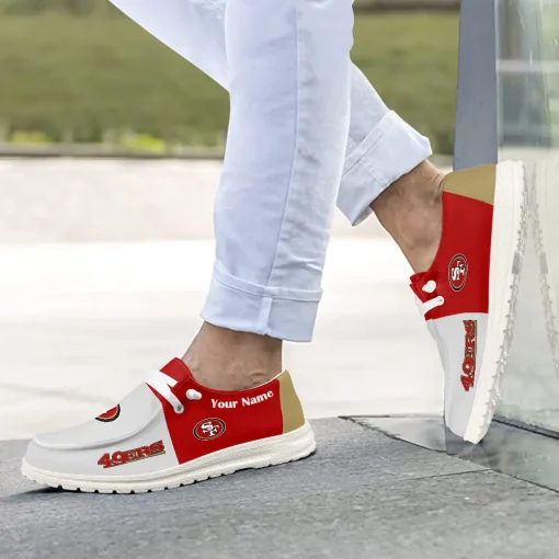 San Francisco 49ers  Hey Dude Custom Name Shoes V15 - Image 4
