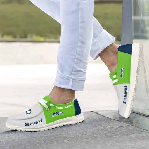 Seattle Seahawks Hey Dude Custom Name Shoes V10 - Image 4