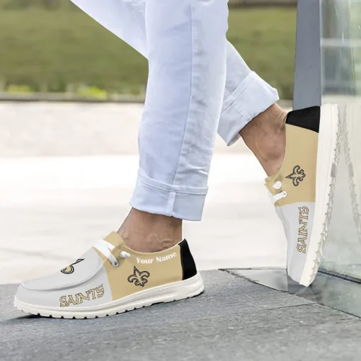 New Orleans Saints Hey Dude Custom Name Shoes V10 - Image 4