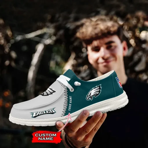 Philadelphia Eagles Hey Dude Custom Name Shoes V10 - Image 2