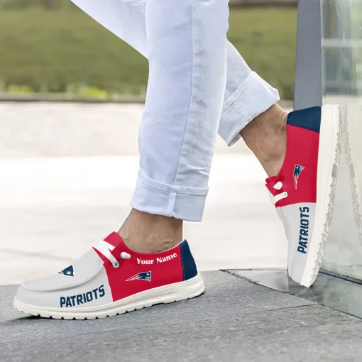 New England Patriots Hey Dude Custom Name Shoes V10 - Image 4