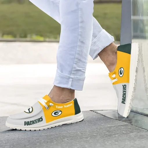 Green Bay Packers Hey Dude Custom Name Shoes V10 - Image 4