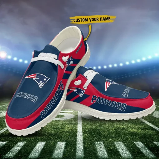 New England Patriots Hey Dude Custom Name Shoes V15 - Image 3
