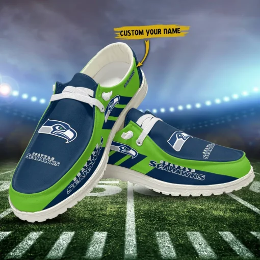 Seattle Seahawks Hey Dude Custom Name Shoes V15 - Image 3