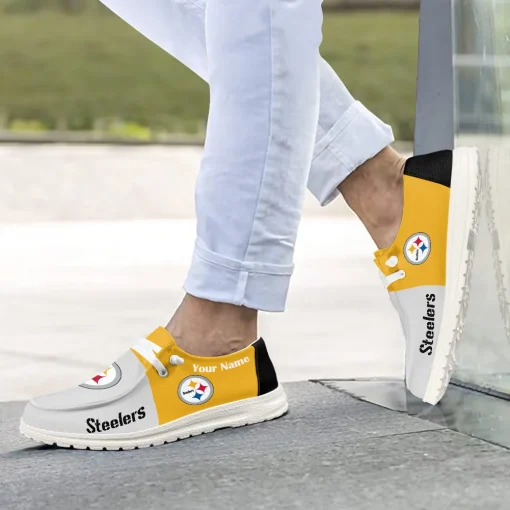 Pittsburgh Steelers Hey Dude Custom Name Shoes V10 - Image 4