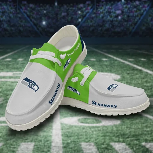 Seattle Seahawks Hey Dude Custom Name Shoes V10 - Image 3