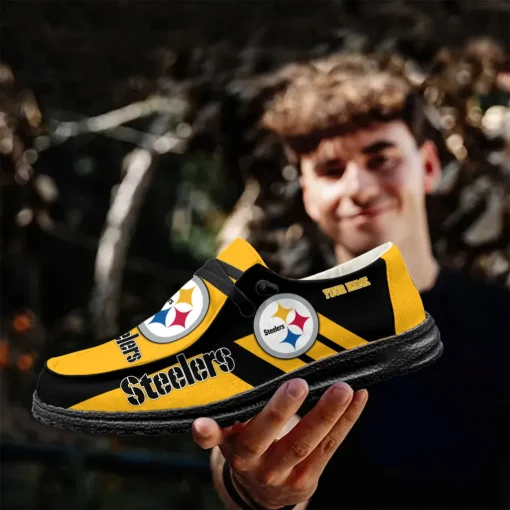 Pittsburgh Steelers Hey Dude Custom Name Shoes V20 - Image 7