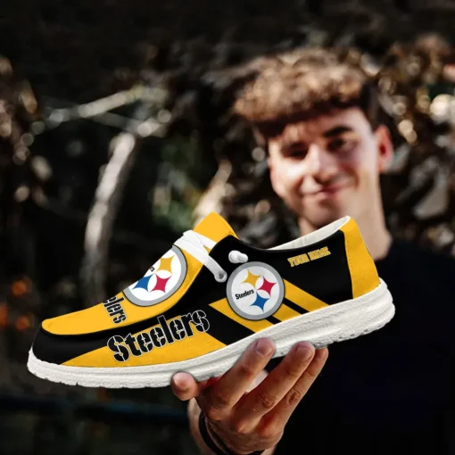Pittsburgh Steelers Hey Dude Custom Name Shoes V20 - Image 6