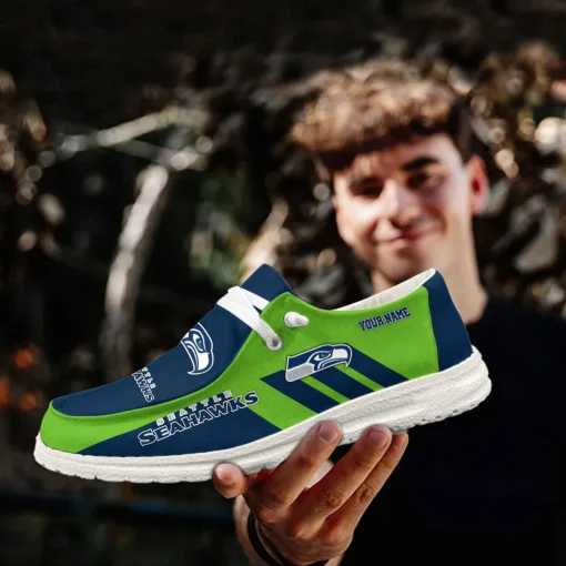 Seattle Seahawks Hey Dude Custom Name Shoes V15 - Image 7