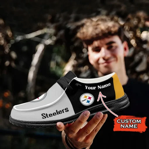 Pittsburgh Steelers Hey Dude Custom Name Shoes V15 - Image 6