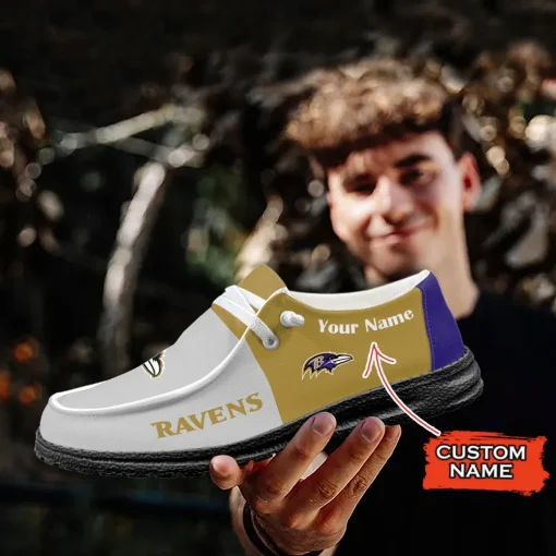 Baltimore Ravens Hey Dude Custom Name Shoes V10 - Image 7