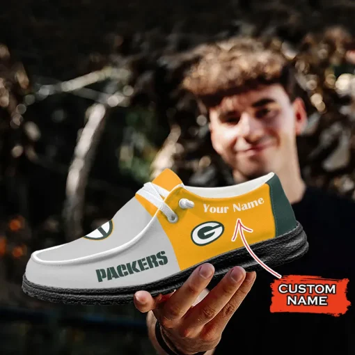 Green Bay Packers Hey Dude Custom Name Shoes V10 - Image 7