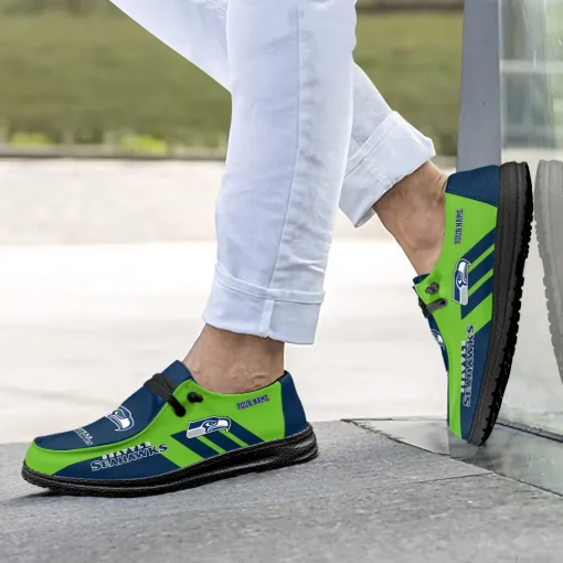 Seattle Seahawks Hey Dude Custom Name Shoes V15 - Image 4