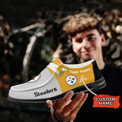 Pittsburgh Steelers Hey Dude Custom Name Shoes V10 - Image 7