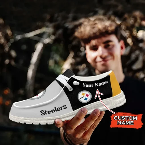 Pittsburgh Steelers Hey Dude Custom Name Shoes V15 - Image 5