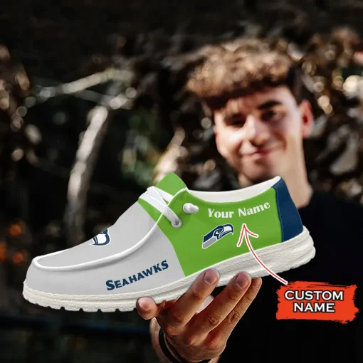 Seattle Seahawks Hey Dude Custom Name Shoes V10 - Image 7