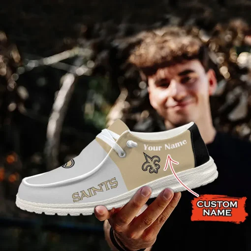 New Orleans Saints Hey Dude Custom Name Shoes V10 - Image 6
