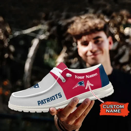 New England Patriots Hey Dude Custom Name Shoes V10 - Image 6