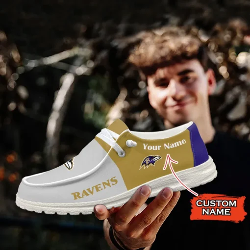 Baltimore Ravens Hey Dude Custom Name Shoes V10 - Image 6