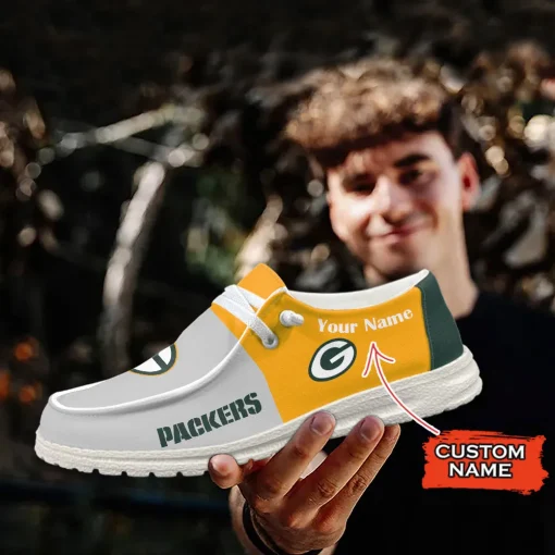 Green Bay Packers Hey Dude Custom Name Shoes V10 - Image 6