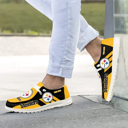Pittsburgh Steelers Hey Dude Custom Name Shoes V20 - Image 4