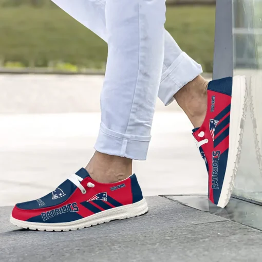 New England Patriots Hey Dude Custom Name Shoes V15 - Image 4
