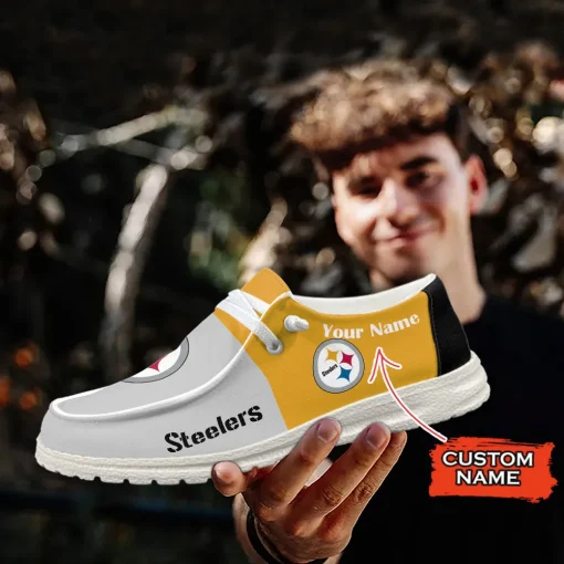 Pittsburgh Steelers Hey Dude Custom Name Shoes V10 - Image 6