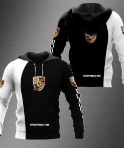 Porsche Unisex Hoodies Black White V11