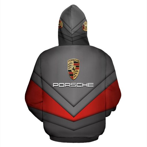 Porsche Unisex Hoodies Black Red 3D V46 - Image 3
