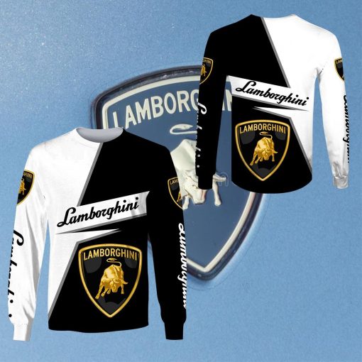 Lamborghini Hoodies Lamborghini Black & White T-shirts V18 - Image 4