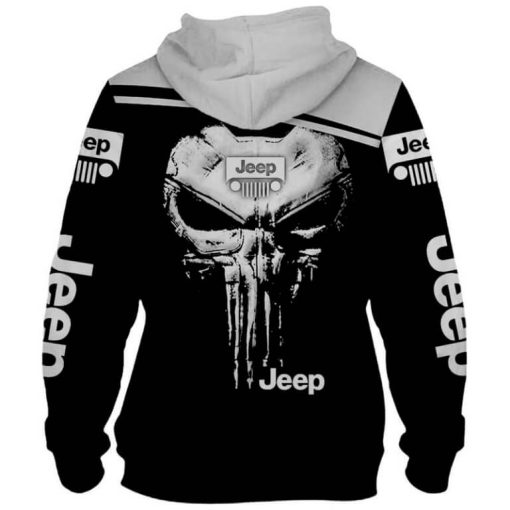 Jeep Black White Skull Unisex Hoodies 3D - Image 3