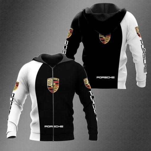 Porsche Unisex Hoodies Black White V11 - Image 3