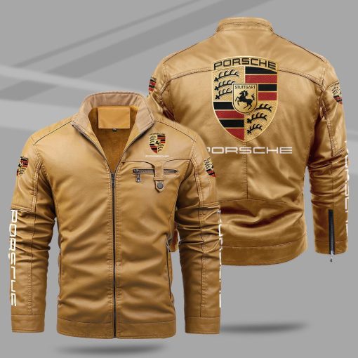 Porsche Jacket Porsche Fleece Leather Jacket V54 - Image 3