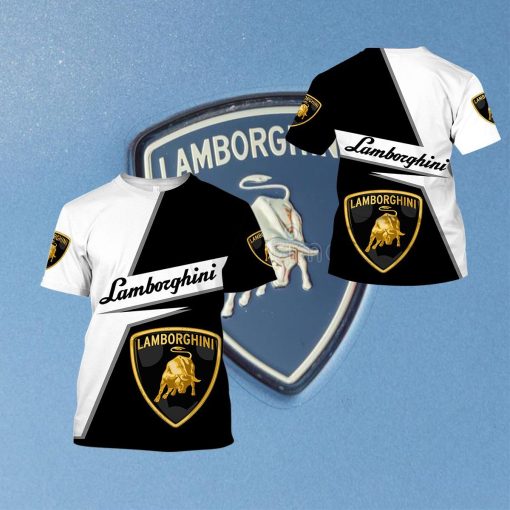 Lamborghini Hoodies Lamborghini Black & White T-shirts V18 - Image 3
