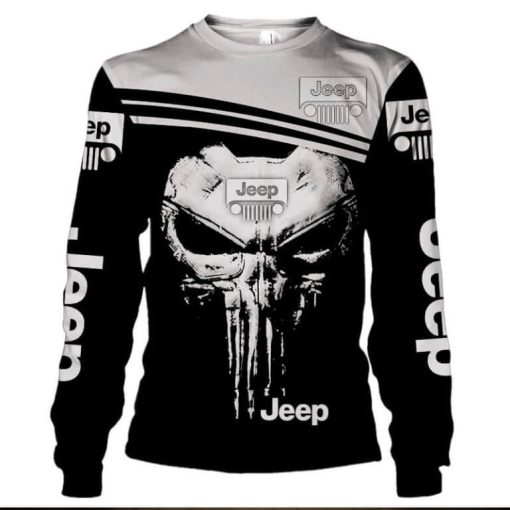 Jeep Black White Skull Unisex Hoodies 3D - Image 4