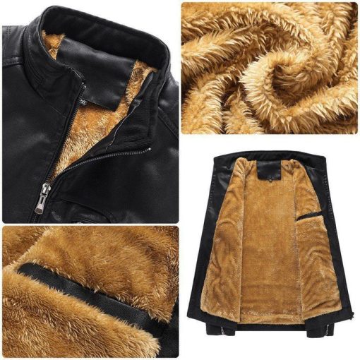 Audi Jacket Audi Fleece Leather Jacket V45 - Image 5