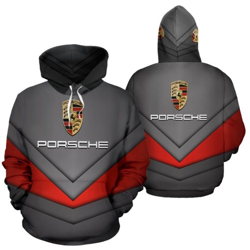 Porsche Unisex Hoodies Black Red 3D V46 - Image 4