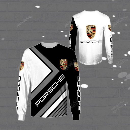 Porsche Hoodies POSC Black & White T-shirts V15 - Image 4