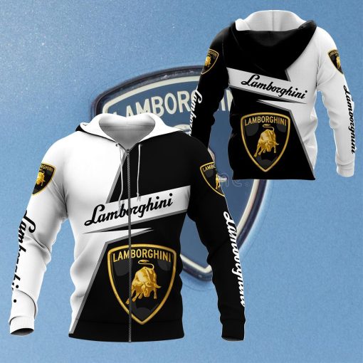 Lamborghini Hoodies Lamborghini Black & White T-shirts V18 - Image 5