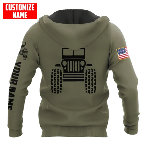 Jeep Custom Name Unisex Olive Hoodies All Over Print 3D - Image 6