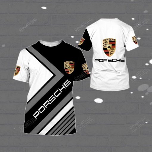 Porsche Hoodies POSC Black & White T-shirts V15 - Image 5