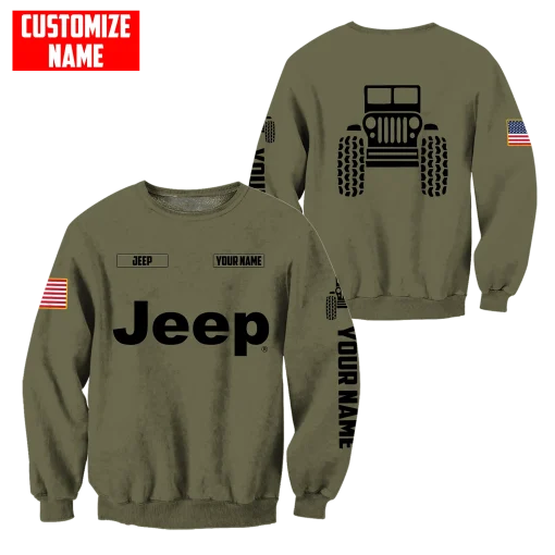 Jeep Custom Name Unisex Olive Hoodies All Over Print 3D - Image 7
