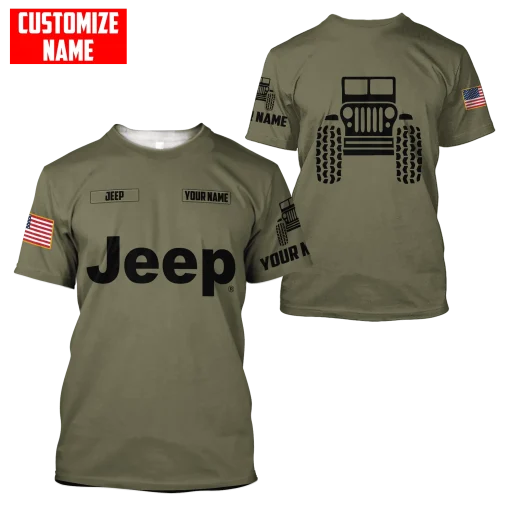Jeep Custom Name Unisex Olive Hoodies All Over Print 3D - Image 8