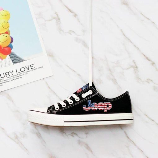 Jeep Black Low Top JPP Wave US Flag Canvas Shoes - Image 6