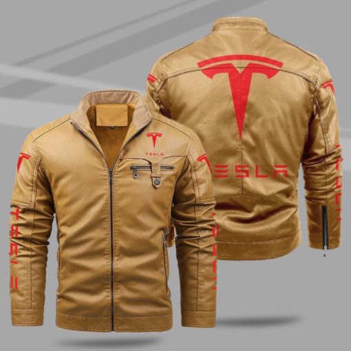 Tesla Jacket TSL Fleece Leather Jacket V37 - Image 3