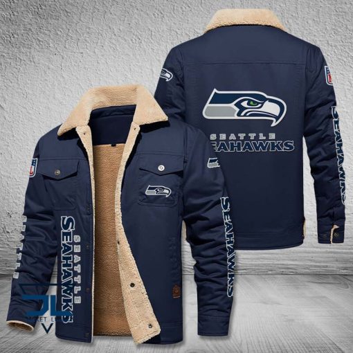 Seattle Seahawks Fleece Leather Jacket V3116 - Image 3