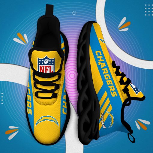 Los Angeles Chargers Custom Name Max Soul Shoes V04 - Image 6