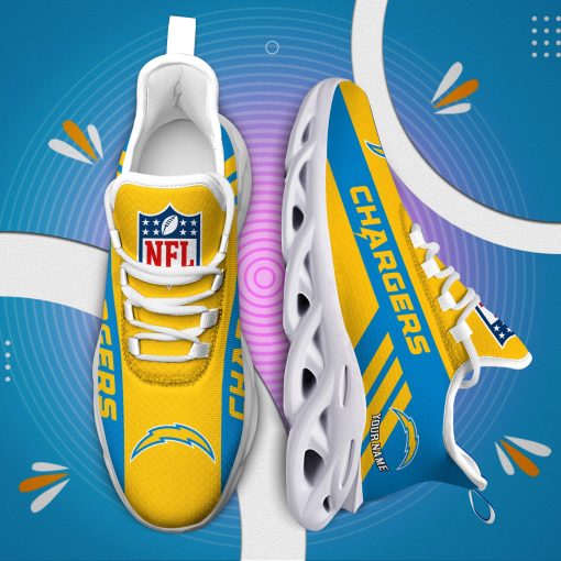 Los Angeles Chargers Custom Name Max Soul Shoes V04 - Image 7